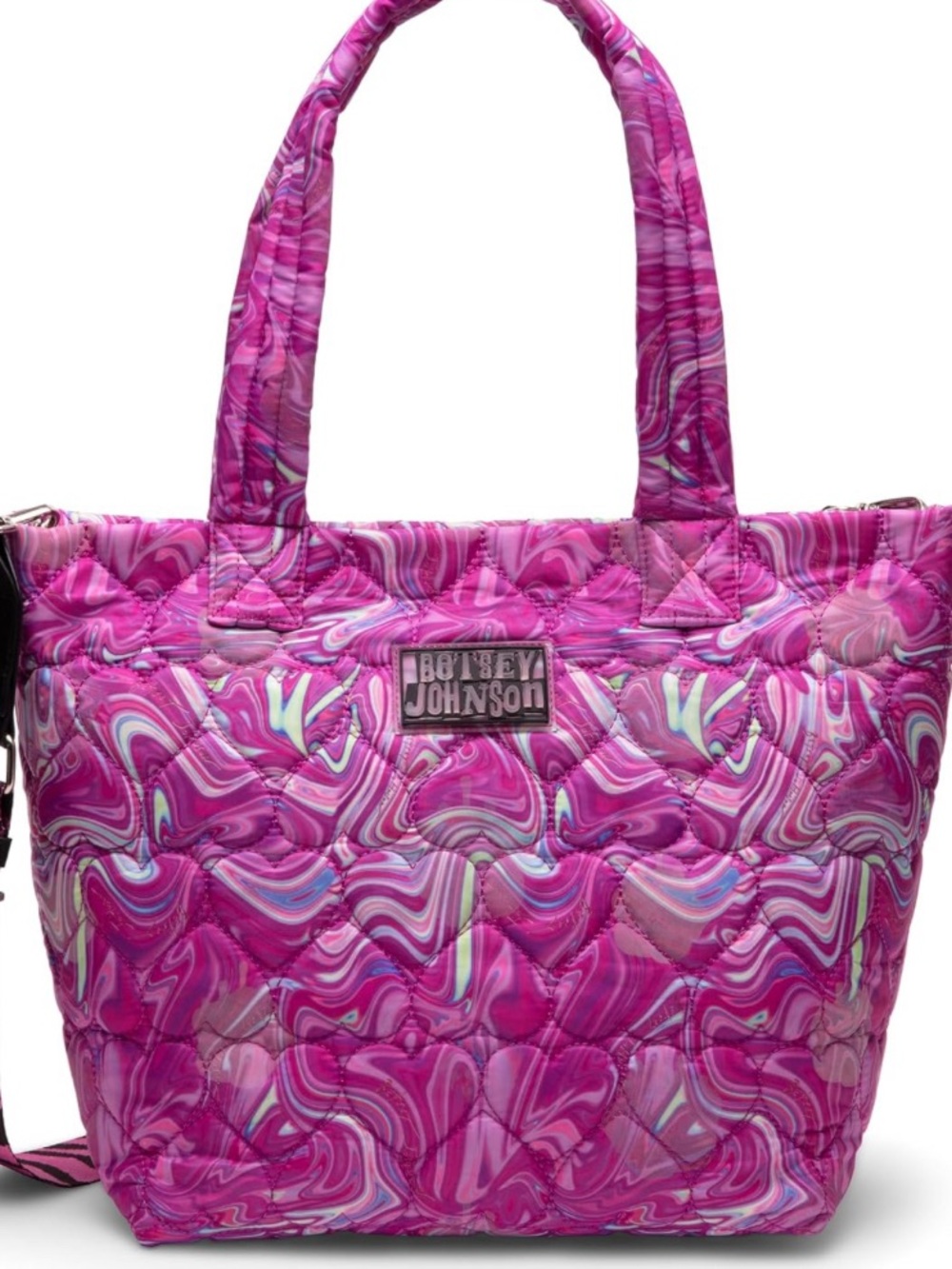 Betsey Johnson Temperature Changing Tote Pink Swirl Quilted Bag